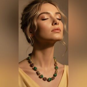 Vintage Signed Vendome Moghul Style Necklace 12” Long